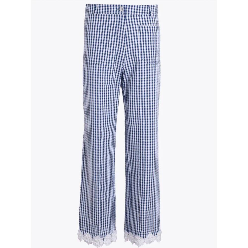 NEW VILAGALLO gingham lace trousers in navy - Picture 3 of 4